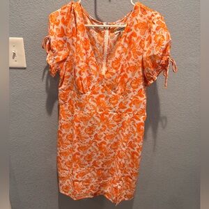 Francesca's Collections Vibrant Orange and White Mini Dress